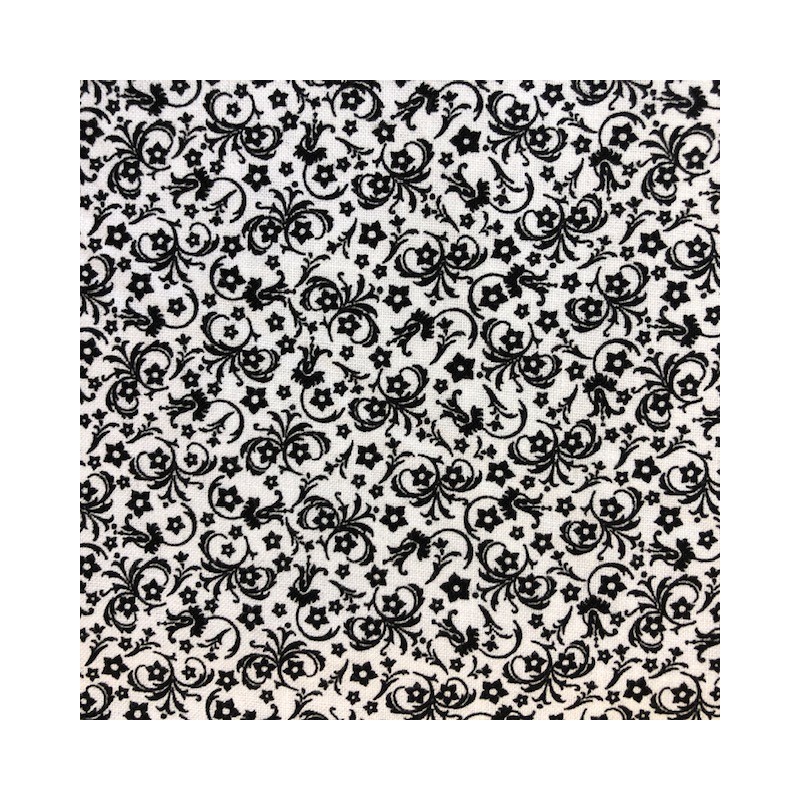 5358 St 1700 0005 Black Floral and swirl Designs 45''