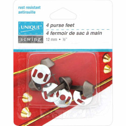 3036743 UNIQUE SEWING Purse Feet - 12mm (1⁄2″) - Gunmetal - 4 pcs.