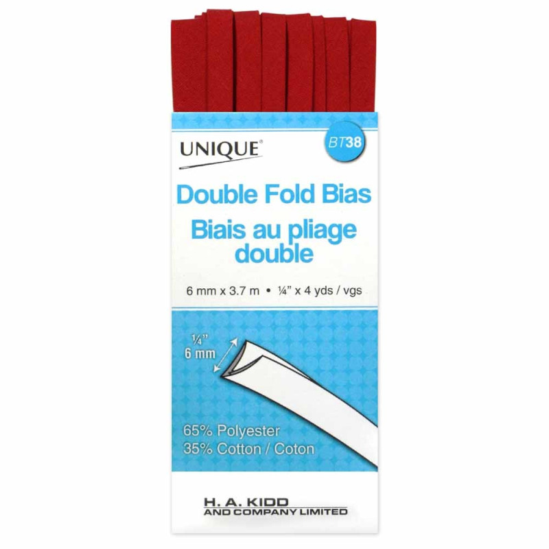 2055300 UNIQUE Double Fold Bias Tape 7mm x 3.7m - Scarlet