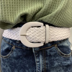 7852 White Braided Belt