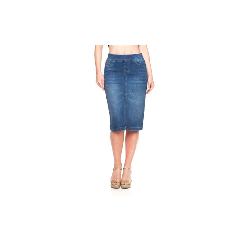SG-77104AA Indigo Wash middle length skirt