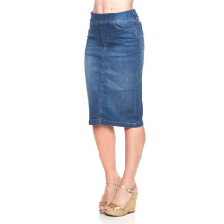 SG-77104AA Indigo Wash middle length skirt
