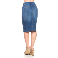 SG-77104AA Indigo Wash middle length skirt