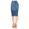 SG-77104AA Indigo Wash middle length skirt