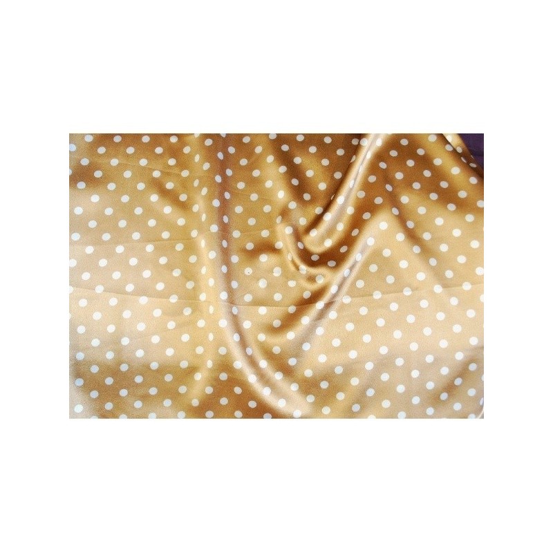 4840 Lightweight Satin Prints Des. "Polka Dots" Gold & White